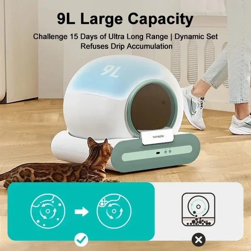 Tonepie Automatic Cat Litter Box Self-Cleaning APP Control 65L Smart Cat Toilet Electric Ion Deodorizati Detachable Tonepie Ti+