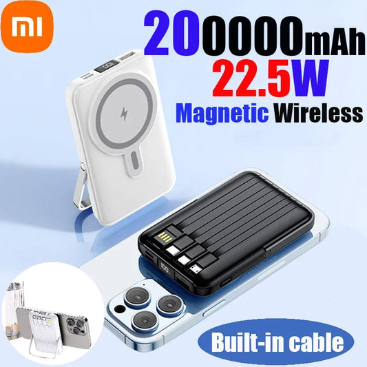 Xiaomi 22.5W 200000mAh Magnetic Wireless Charger Power Bank with Phone Holder PowerBank For iPhone Samsung Huawei Fast Charging