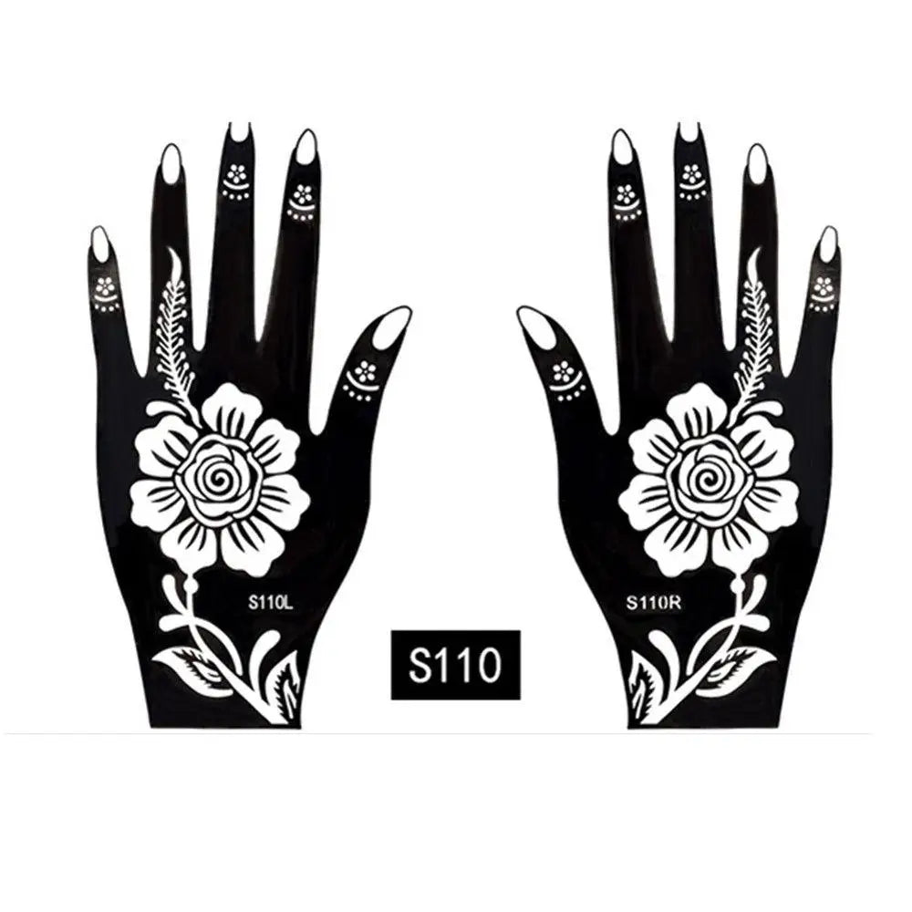 6 Types Fashion Beauty DIY India Henna Sticker Body Art Kit Tattoo Stencils Temporary Hand Decal