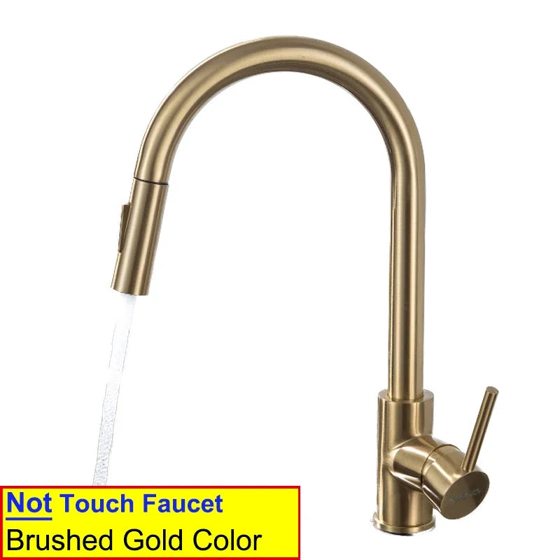 Brushed Nickel Touch on Filter Kitchen Faucet with Pull Down Sprayer Hot Cold Kitchen Sink Mixer Tap Sensor Touch Kitchen Faucet