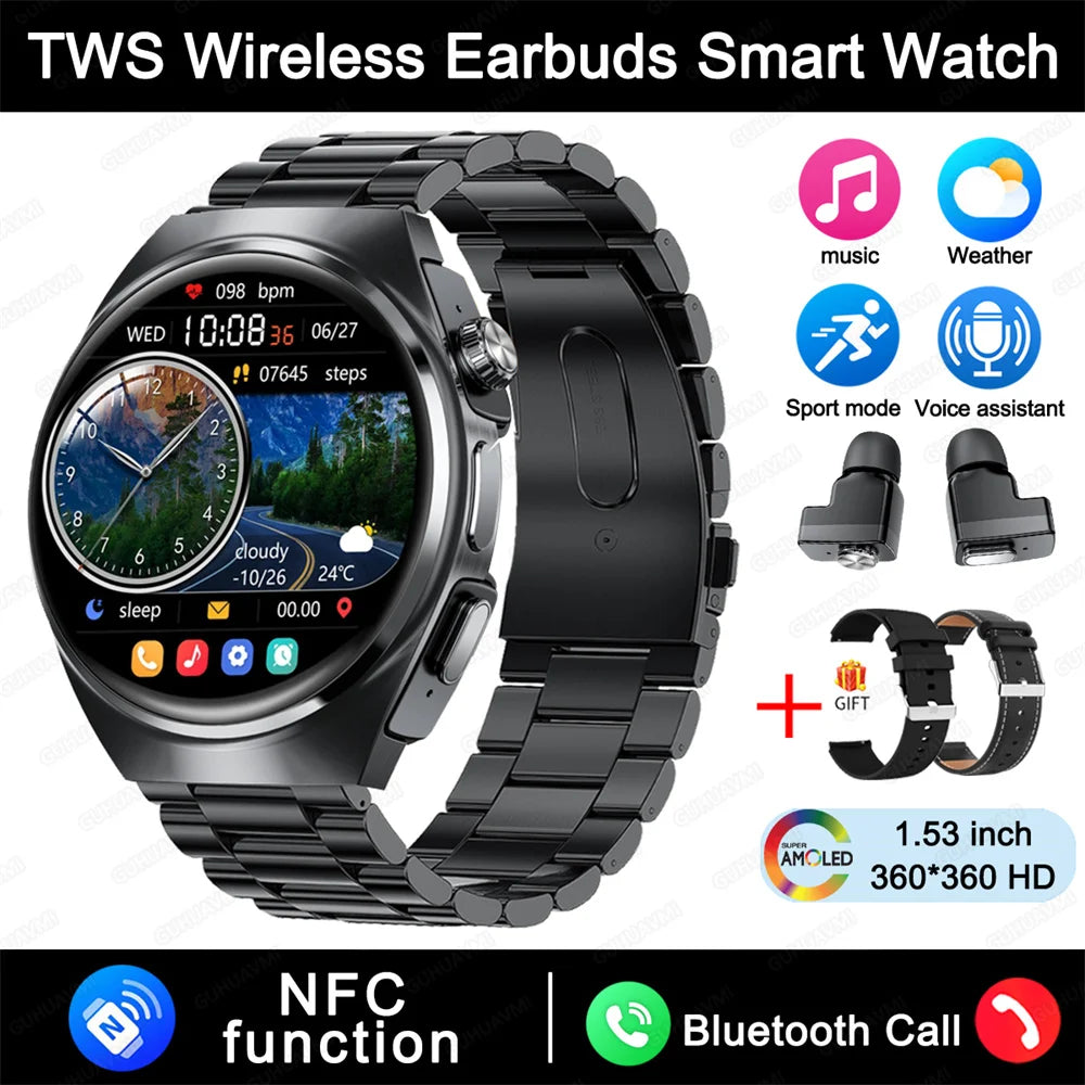 For Xiaomi New 2 in 1 Smart Watch With Earbuds Smartwatch TWS Bluetooth Earphone Heart Rate Blood Pressure Monitor Sports Watch