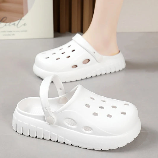 Women's Hollow Out Closed Toe Platform Sandals Summer Casual EVA Beach Sandals Woman Non Slip White Clogs Garden Shoes for Women