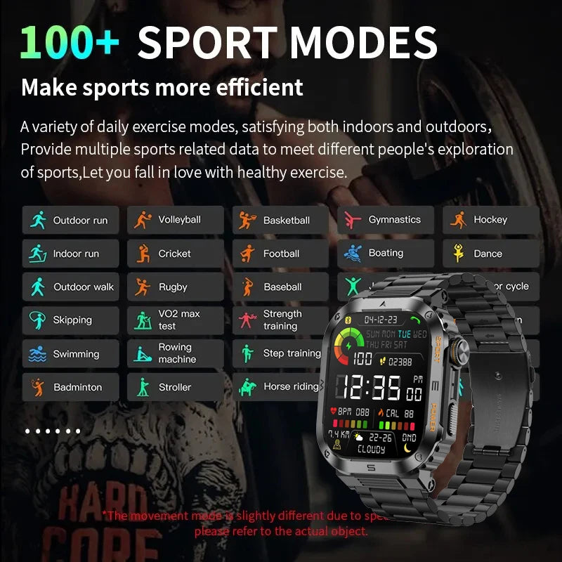 BOALZETD 2.01 Outdoor Military Smart Watch Men Bluetooth Call Smartwatch For Android IOS IP68 Waterproof Sports Fitness Watches