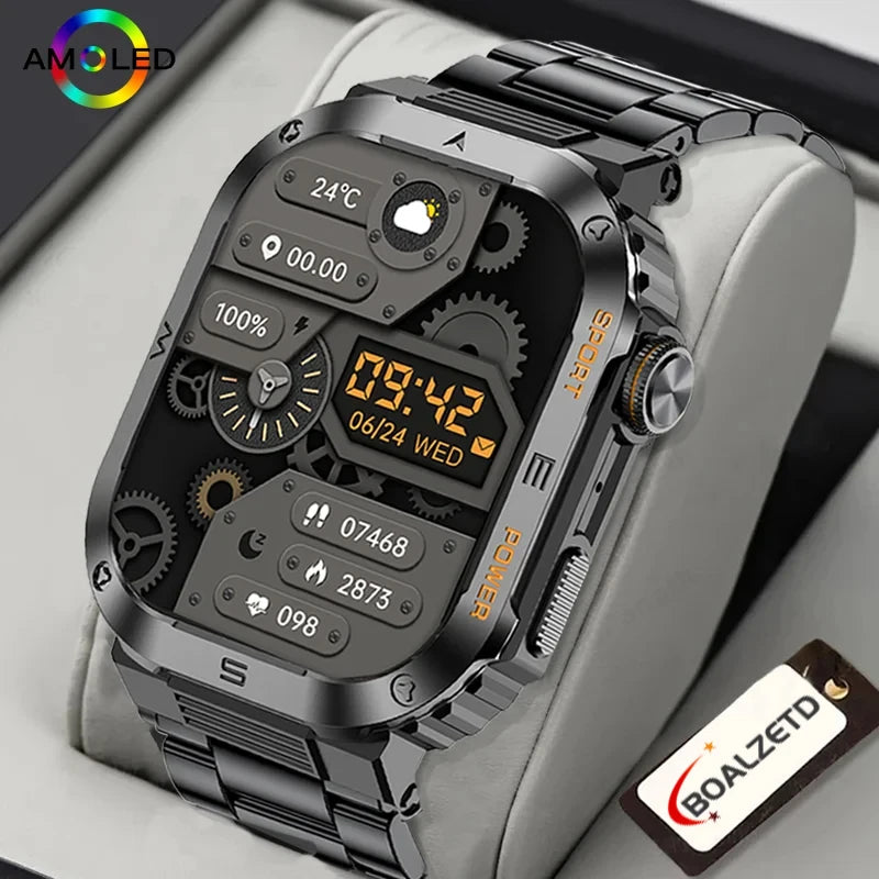 BOALZETD 2.01 Outdoor Military Smart Watch Men Bluetooth Call Smartwatch For Android IOS IP68 Waterproof Sports Fitness Watches