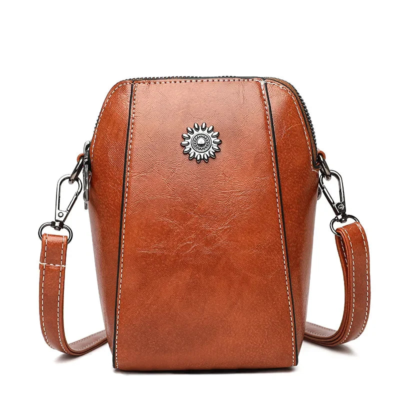 Single Shoulder Crossbody Bag Female Fashion Temperament Leather Women's Bag Vertical Mobile Phone Bag Crossbody Mini Small Bag