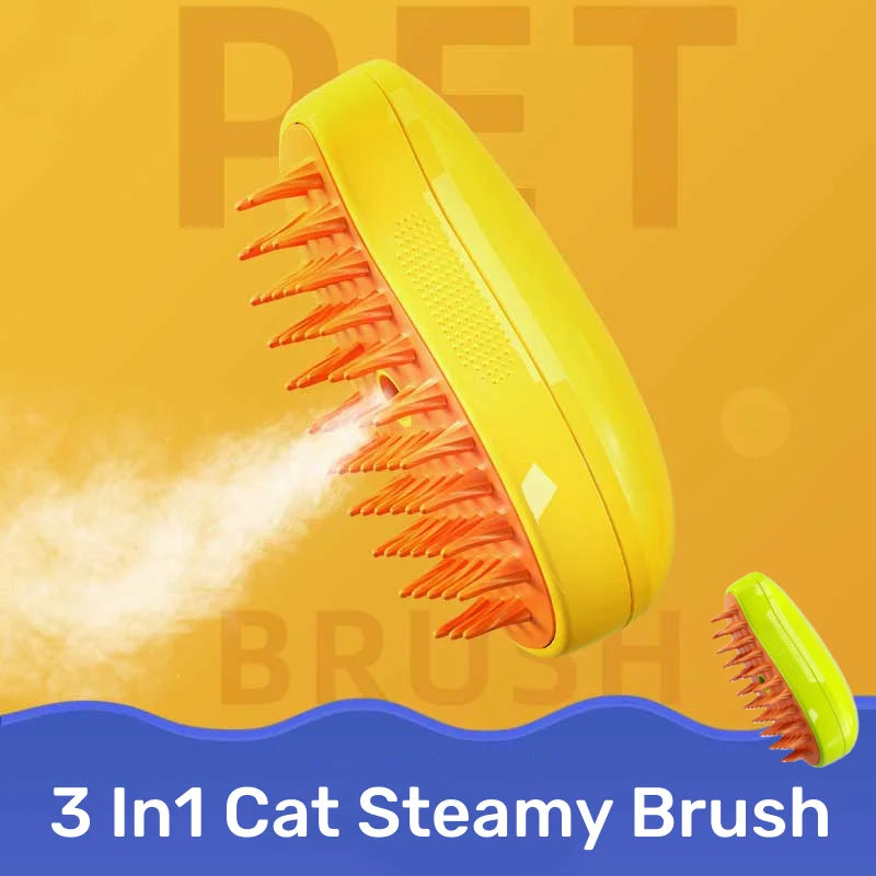 Steamy Cat Brush 3 in 1 Electric Anti-splashing Cat Brush with Steam Spray for Massage Pet Grooming Comb Hair Removal Combs New