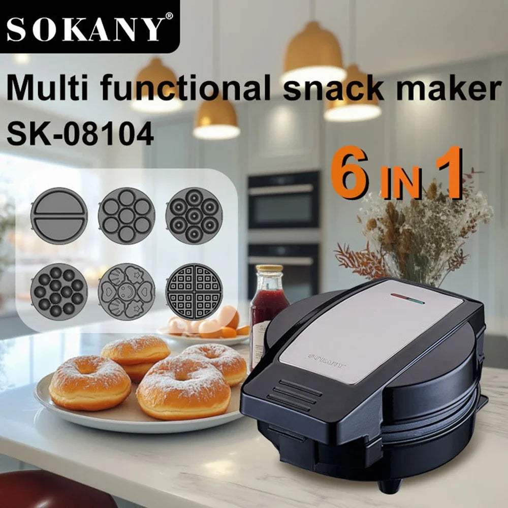 Multifunctional Breakfast Machine with Detachable Plate LED Light, Fast Heating, for Breakfast, Sandwiches, Doughnuts