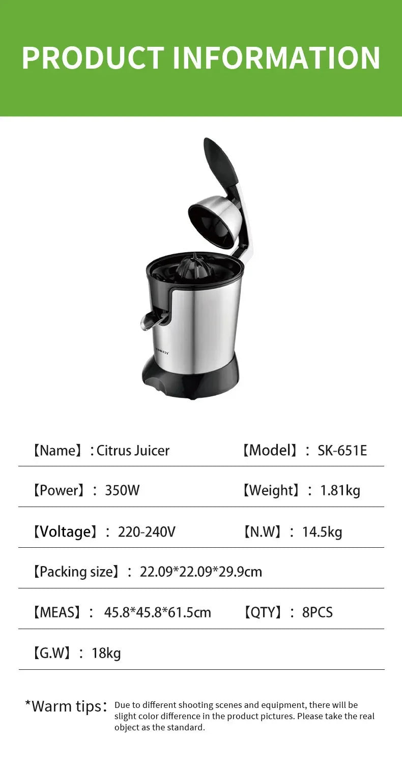 Houselin Electric Orange Juicer , Stainless Steel Citrus Squeezer, With New Ultra-Powerful Motor and Soft Grip Handle