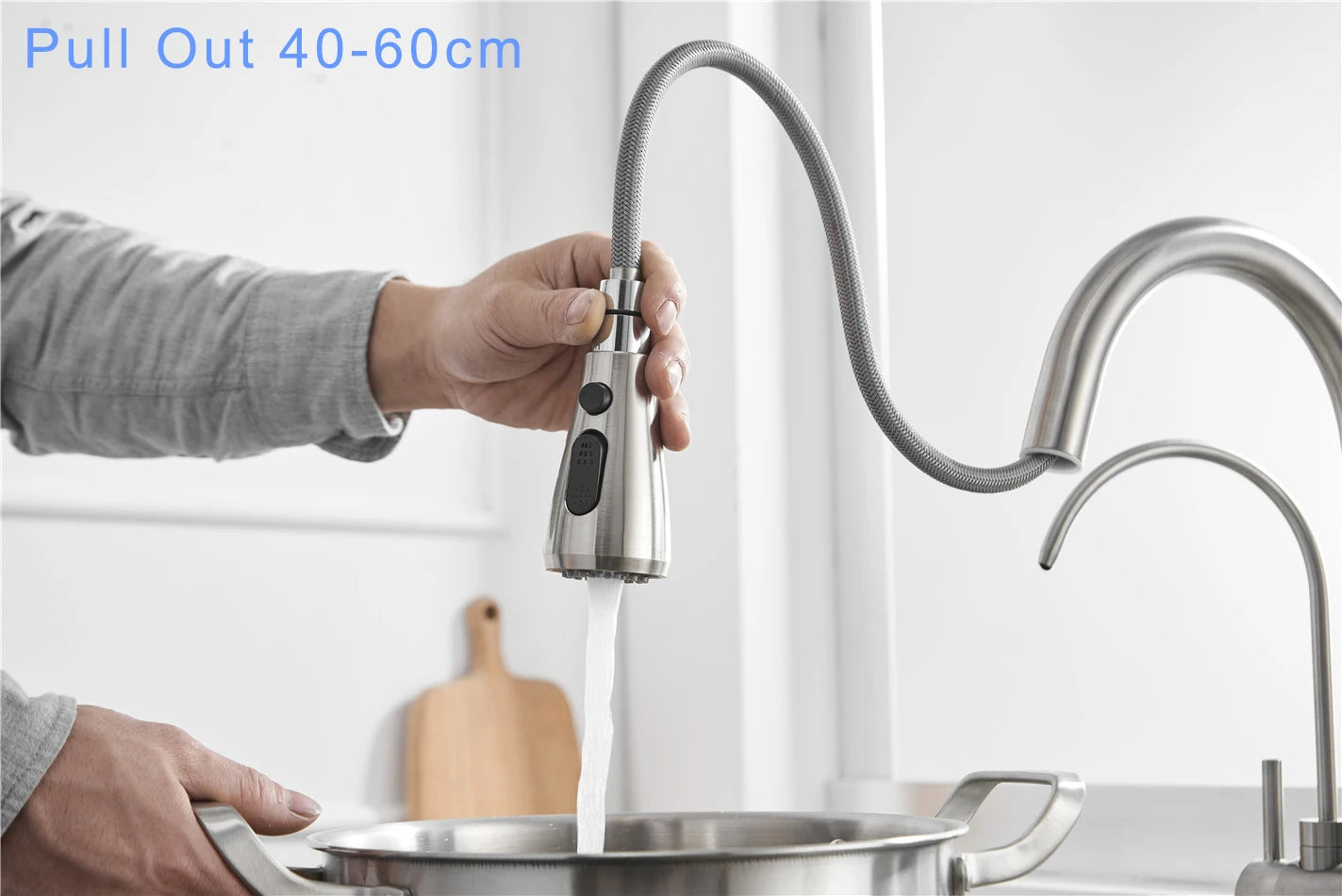 Brushed Nickel Touch on Filter Kitchen Faucet with Pull Down Sprayer Hot Cold Kitchen Sink Mixer Tap Sensor Touch Kitchen Faucet