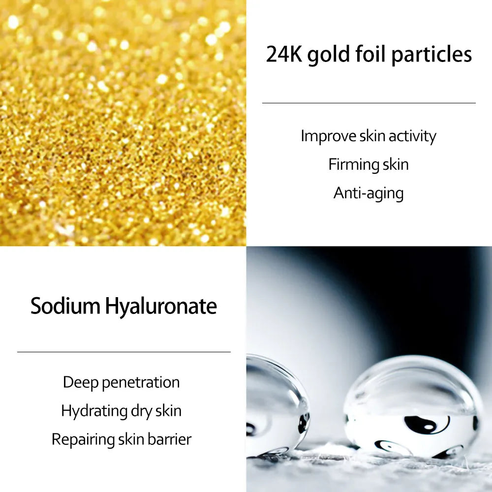 24K Gold Skincare Set Nicotinamide Face Essence Fade Dark Eye Circles Collagen Eye Cream Firming Skin Eye Mask Face Care Kit