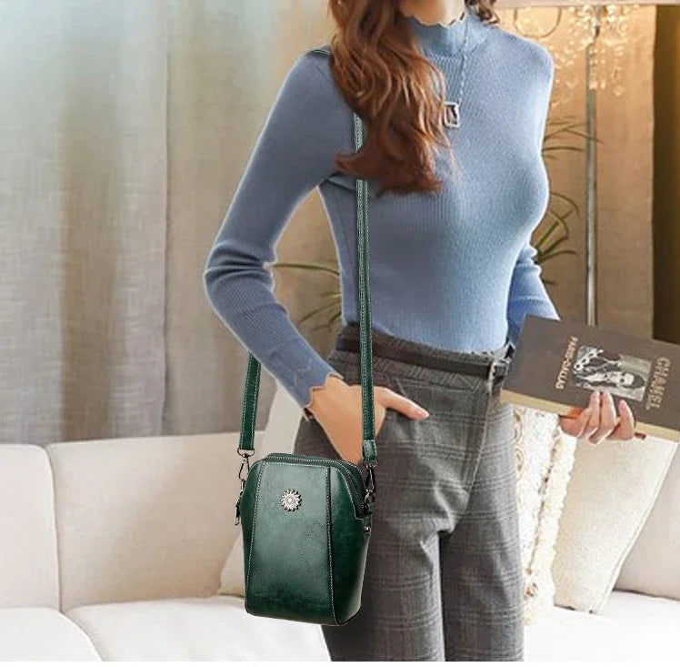 Single Shoulder Crossbody Bag Female Fashion Temperament Leather Women's Bag Vertical Mobile Phone Bag Crossbody Mini Small Bag