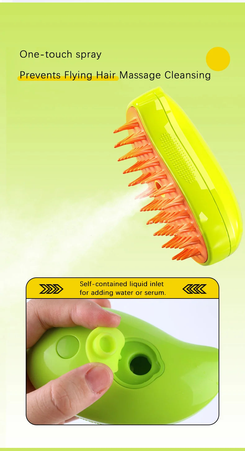 Steamy Cat Brush 3 in 1 Electric Anti-splashing Cat Brush with Steam Spray for Massage Pet Grooming Comb Hair Removal Combs New