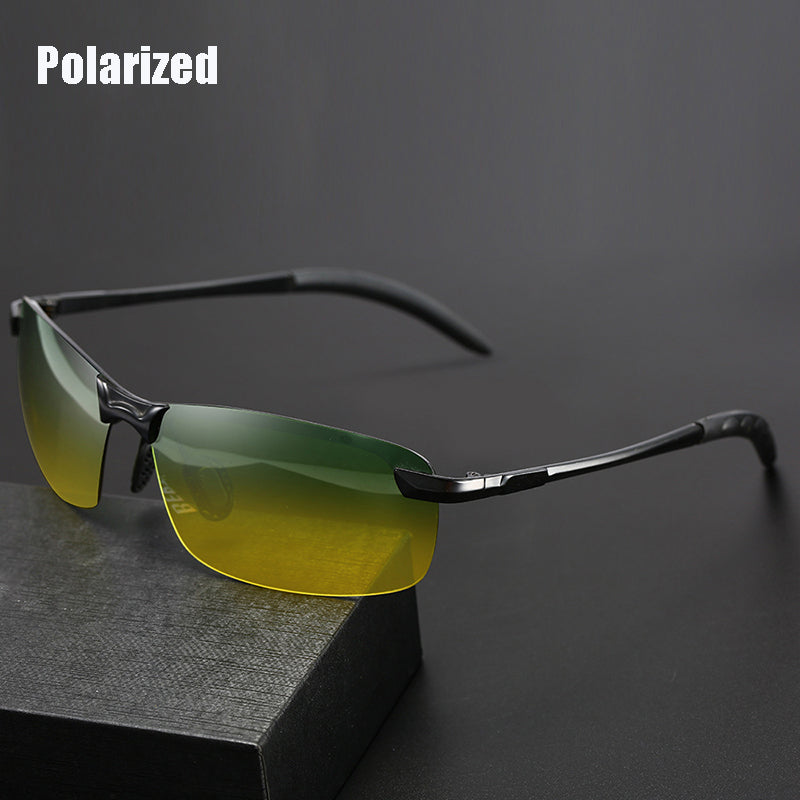 Polarized Sunglasses Men's Day and Night Driving Sun Glasses Vintage Polaroid Sun Glasses Male Windproof Goggle