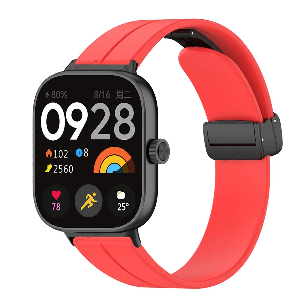 Silicone Wristband For Redmi Watch 3 Active Strap Magnetic Folding Buckle Bracelet For Redmi Watch 3/4 SmartWatch Band Accessory