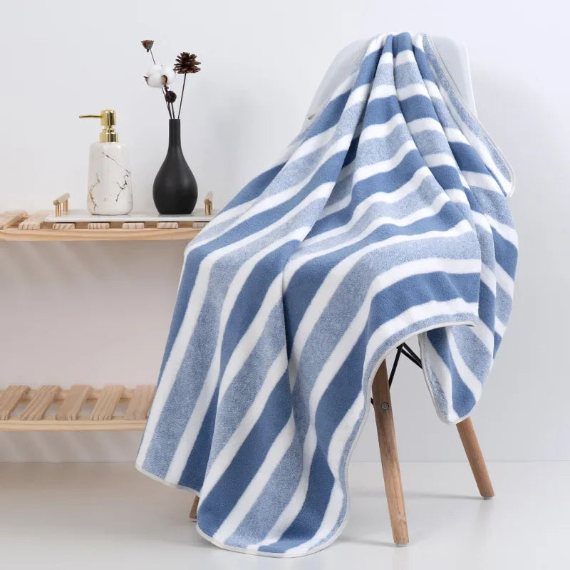 4PCS 70X140CM Soft Stripe Absorbent Microfiber Bath Towel Stripe Towels Quick Drying Absorbent Towels For Bathroom