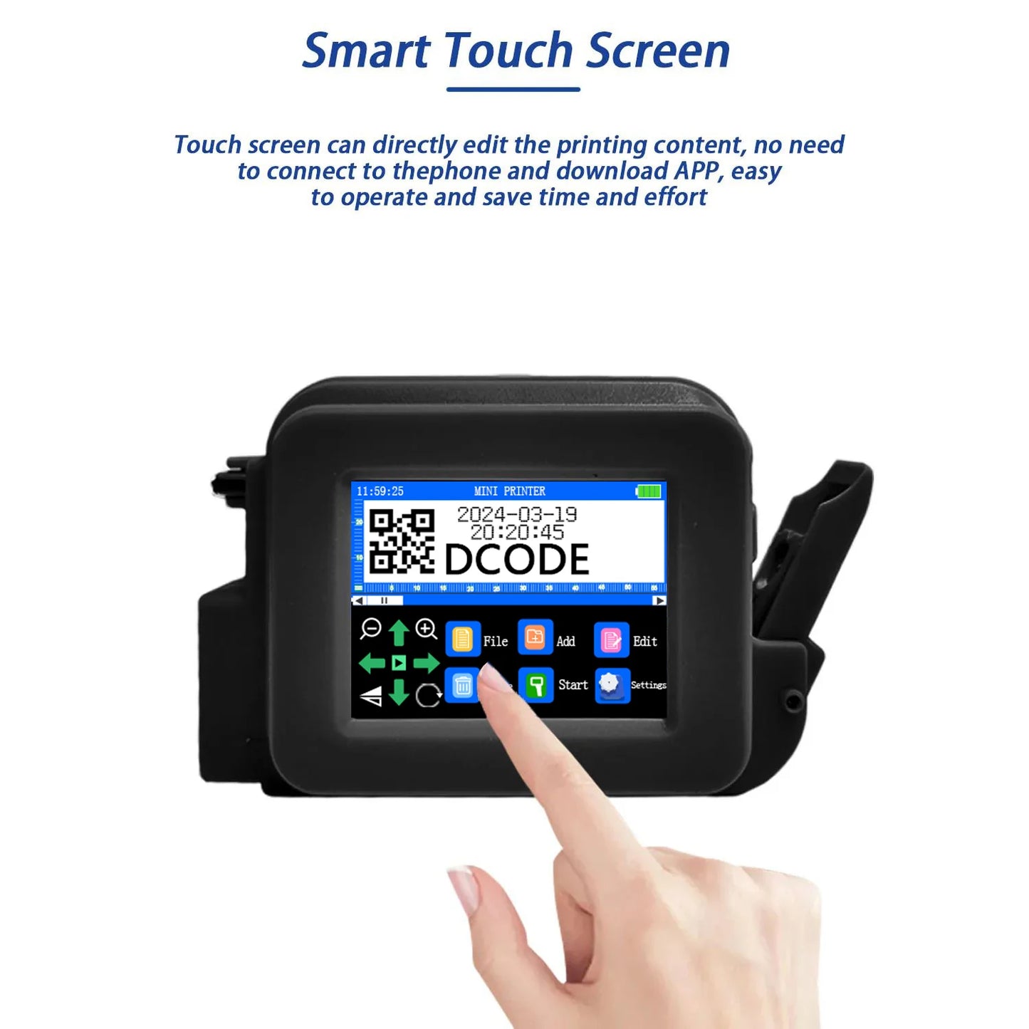 DCODE XMINI 12.7mm Portable Mini Printer Handheld Inkjet Printer Text QR Barcode Image Batch Number Logo Image Coding Machine