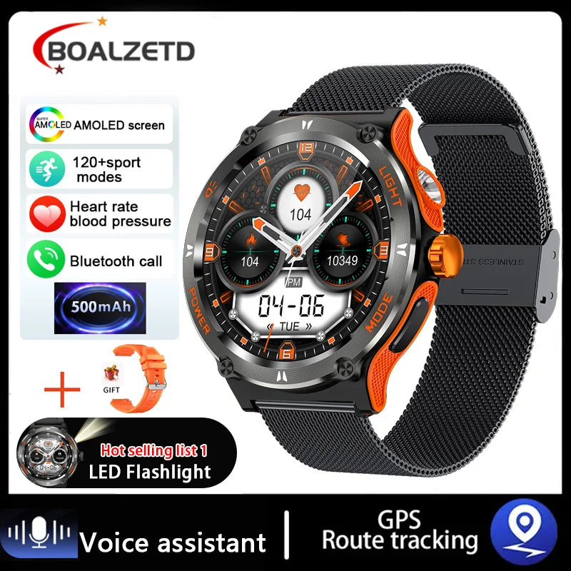 EIGIIS Smart Watch 3ATM Waterproof 1.53" KT76 Men Sport With Compass And LED Flashlight Heart Rate Sleep Analysis Bluetooth Call