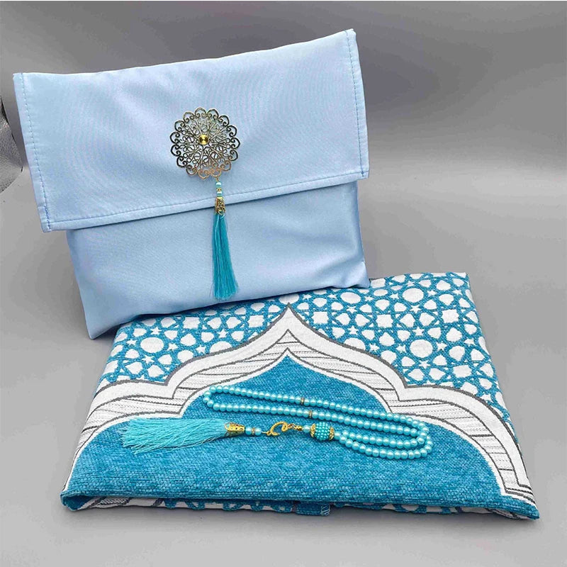 Ramadan Prayer Mat Sets Rug+tasbih +bag, Travel Worship Blanket Islamic Muslim Tasbih sejadah 70*110cm