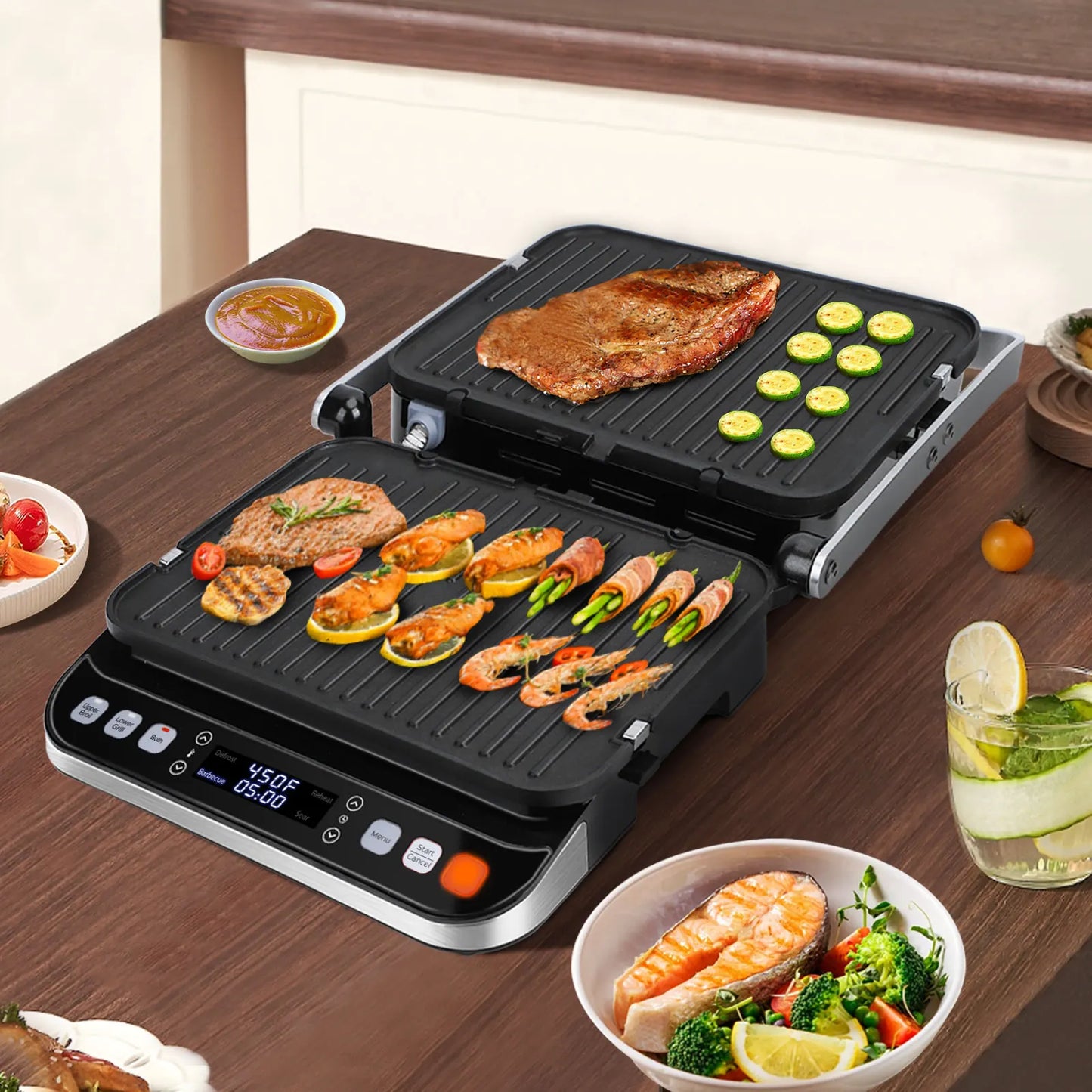 Taylor Swoden Aroma - 3 in 1 Electric Grill, 2000W, Grill, Sandwich Grill, Panini Press, Precise Temperature Adjustment, Cooking with 180O Opening, Defrost and Non-Stick Function