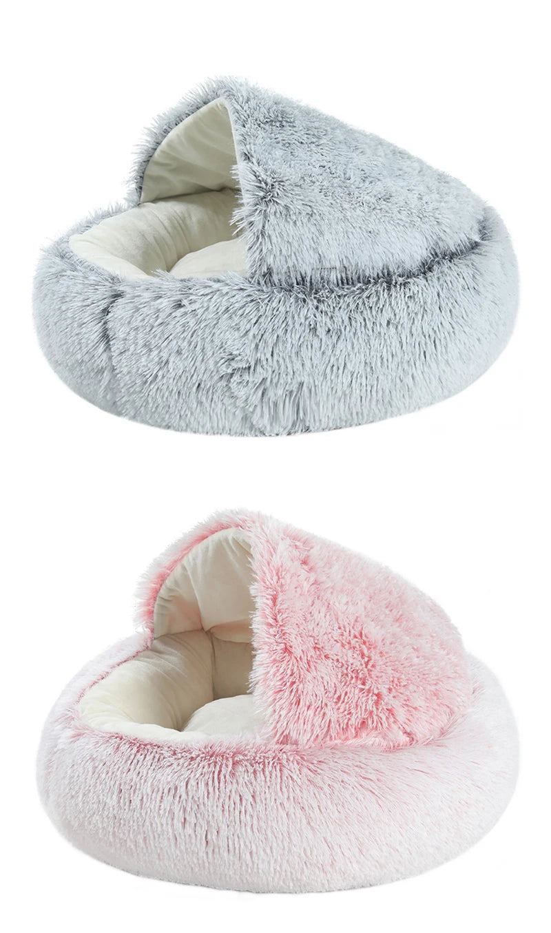 Cat Bed Pet Mattress Warm Soft Plush Pet Bed with Cover Round  Cat Dog  Sleeping Nest Cave for Small Dogs kitten