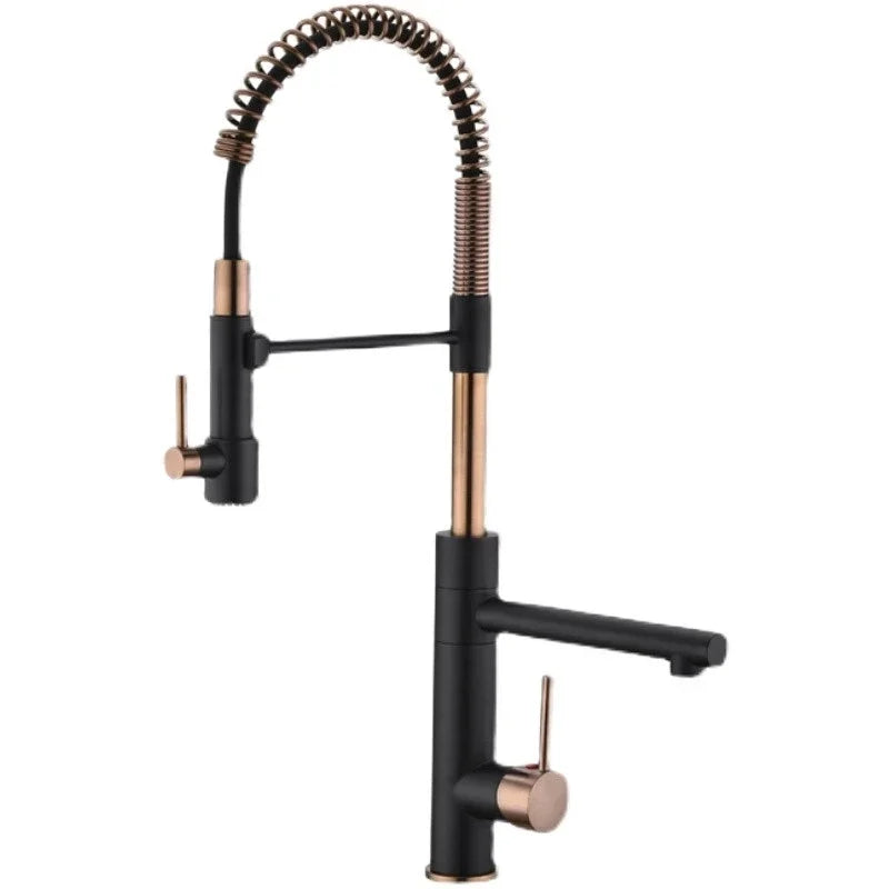 Brushed Gold Kitchen Faucets Pull Down Sink Faucet Pull Out Black Spring Spout Mixers Tap Hot Cold Water Crane