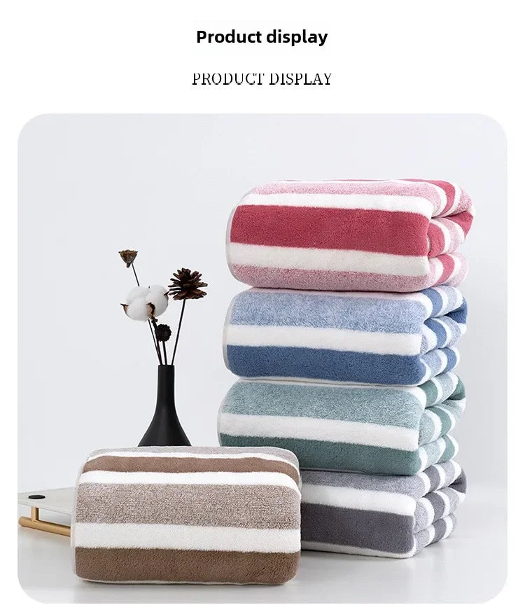 4PCS 70X140CM Soft Stripe Absorbent Microfiber Bath Towel Stripe Towels Quick Drying Absorbent Towels For Bathroom