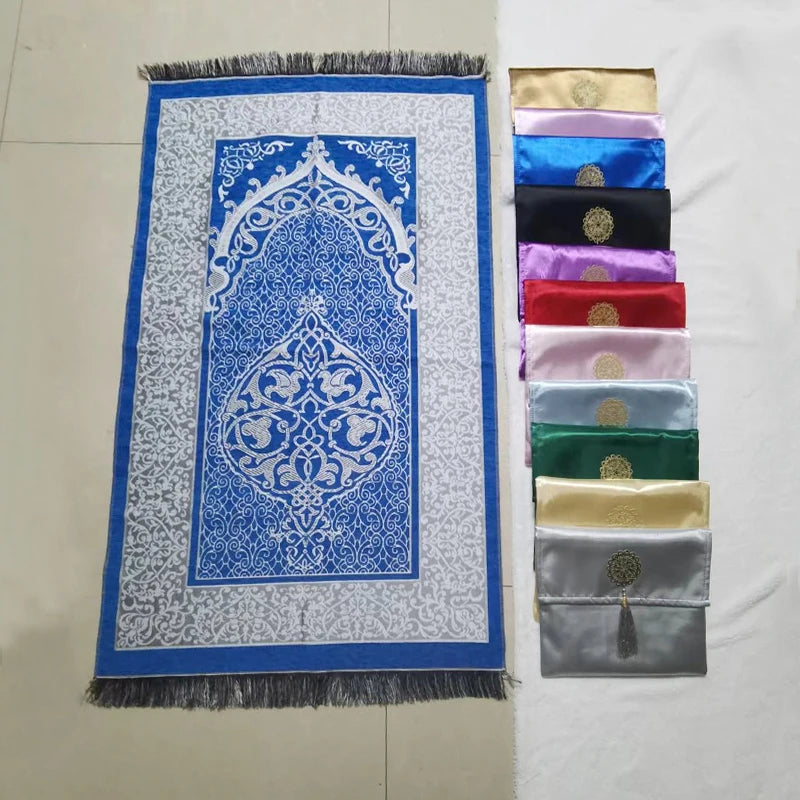 Ramadan Prayer Mat Sets Rug+tasbih +bag, Travel Worship Blanket Islamic Muslim Tasbih sejadah 70*110cm