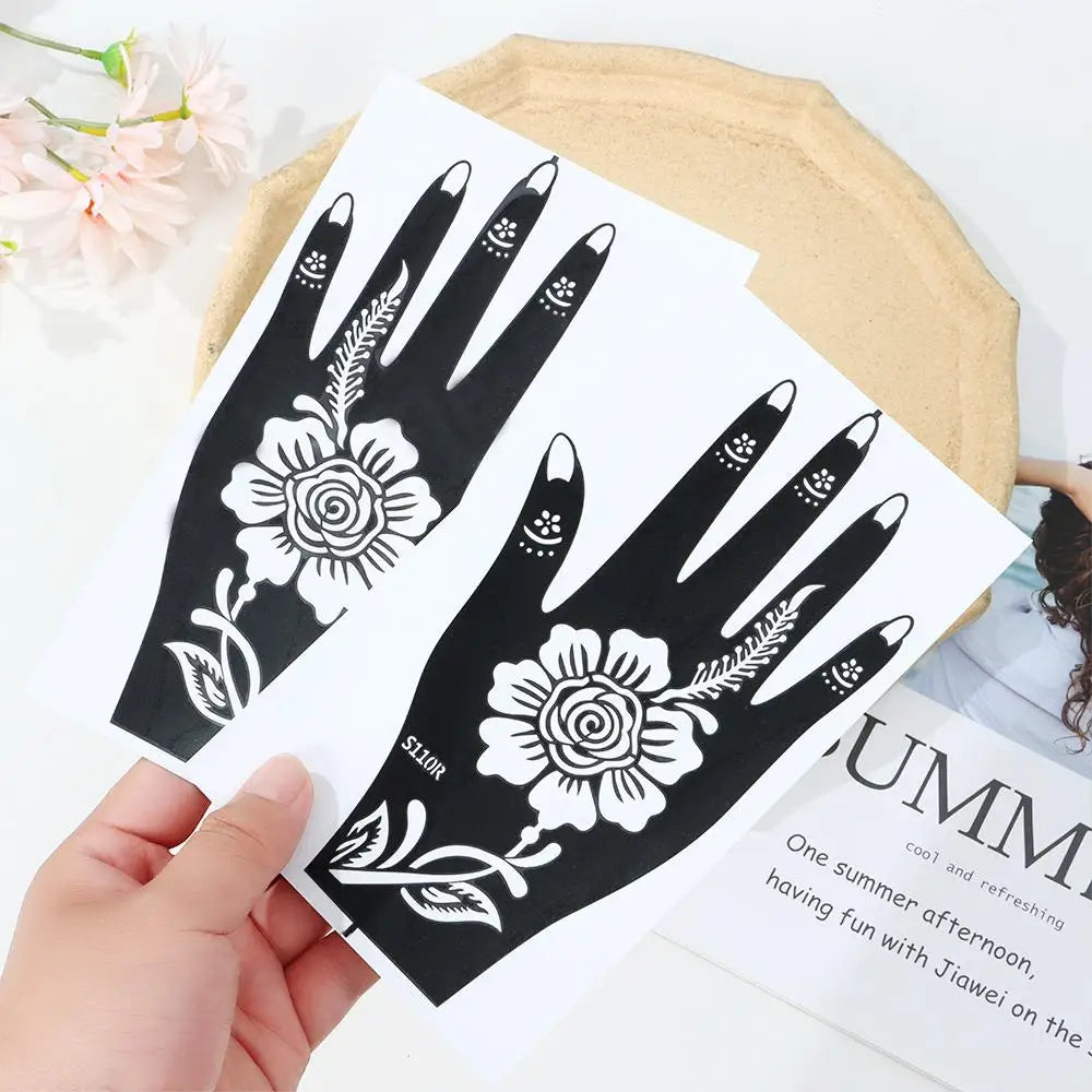 6 Types Fashion Beauty DIY India Henna Sticker Body Art Kit Tattoo Stencils Temporary Hand Decal