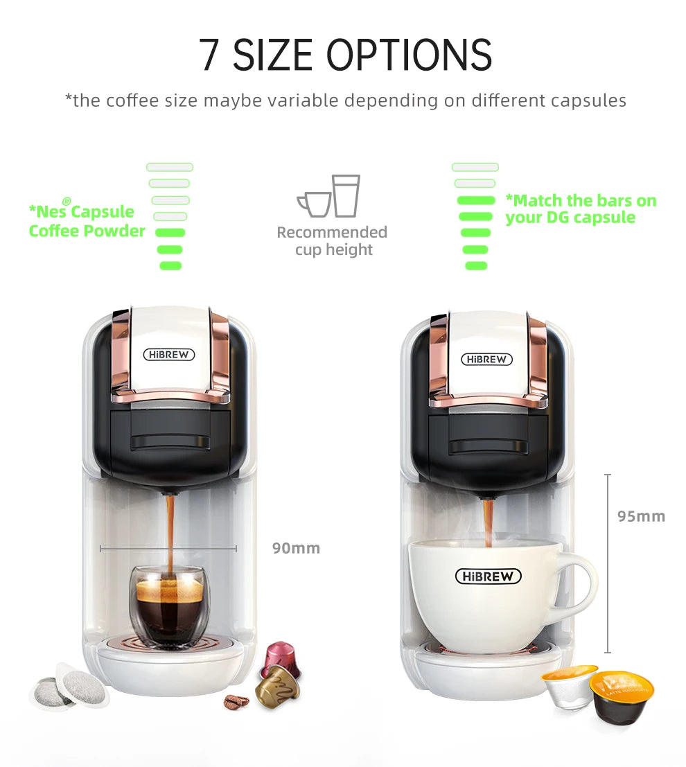 HiBREW Multiple Capsule Coffee Machine, Hot/Cold Dolce Gusto Milk Nespresso Capsule ESE Pod Ground Coffee Cafeteria 20Bar 5 in 1