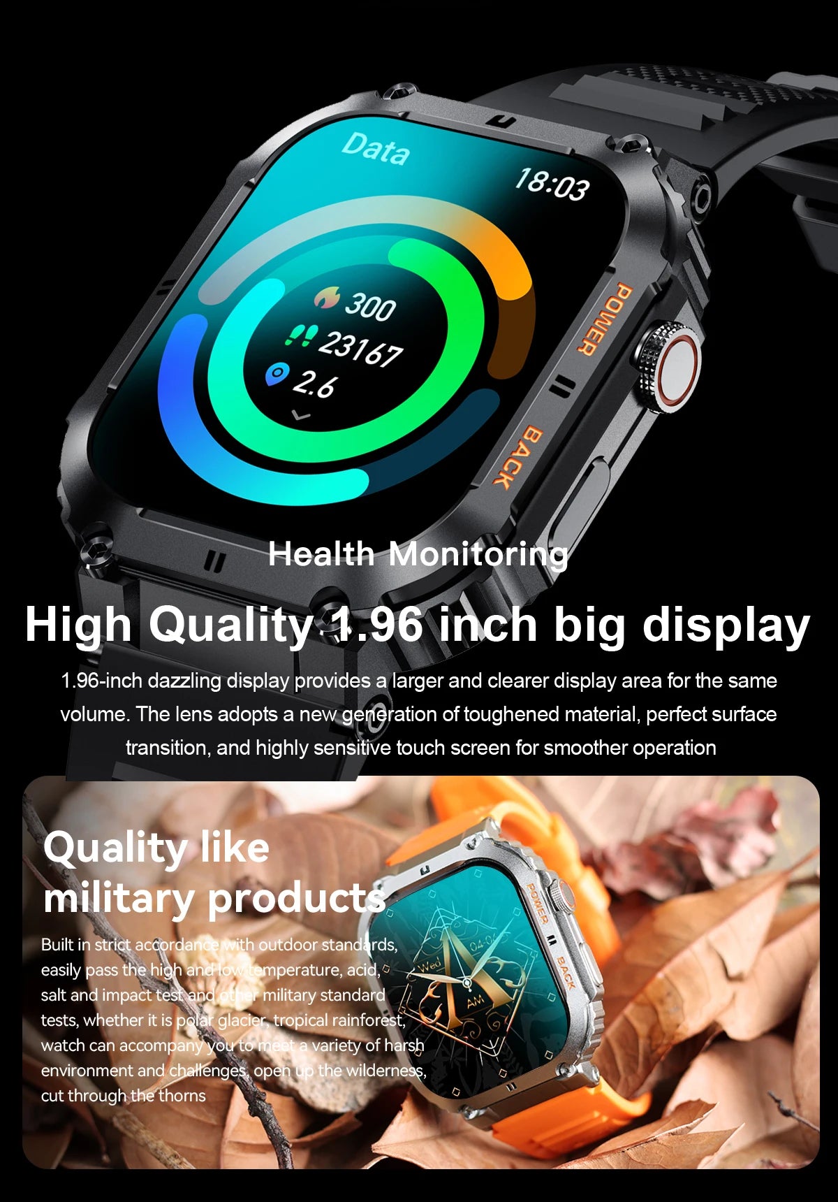 LIGE 1.96 inch New Bluetooth Call Smart Watch Men Sport Fitness Tracker Smartwatch for Android IOS Calculator 400mAh Big battery