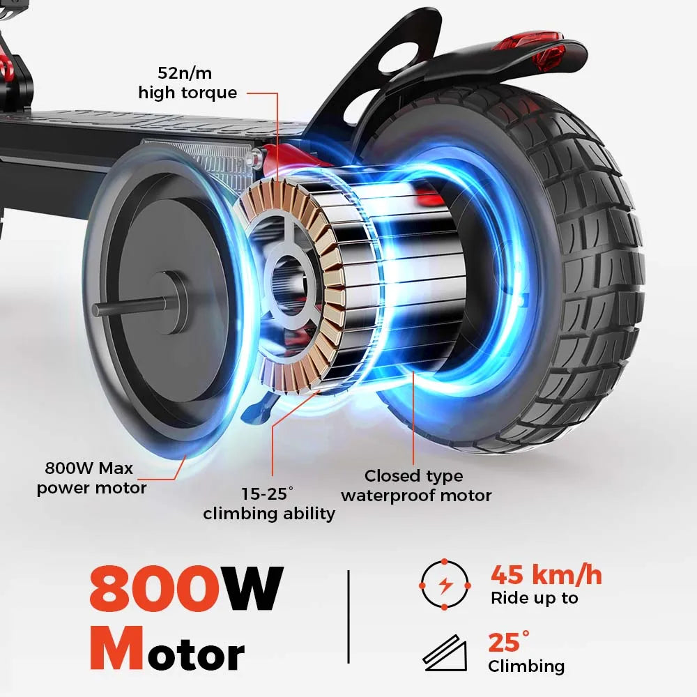 iScooter iX4 Electric Scooter 800W 15Ah Powerful Electric Kick Scooter Anti-skid Off-road Tire  45km Range eScooter 45km/h Speed