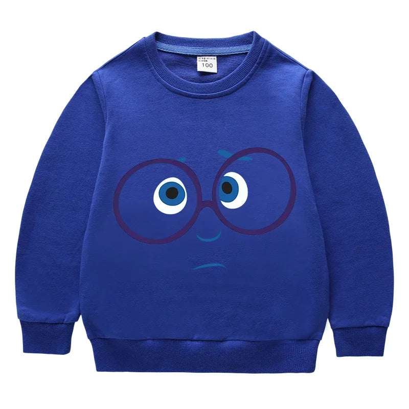 Inside Out 2 Sweatshirts for Boys Girls Anime Cartoon Funny Expressions Printed Hoodies Children Fashion Long Sleeve Pullover