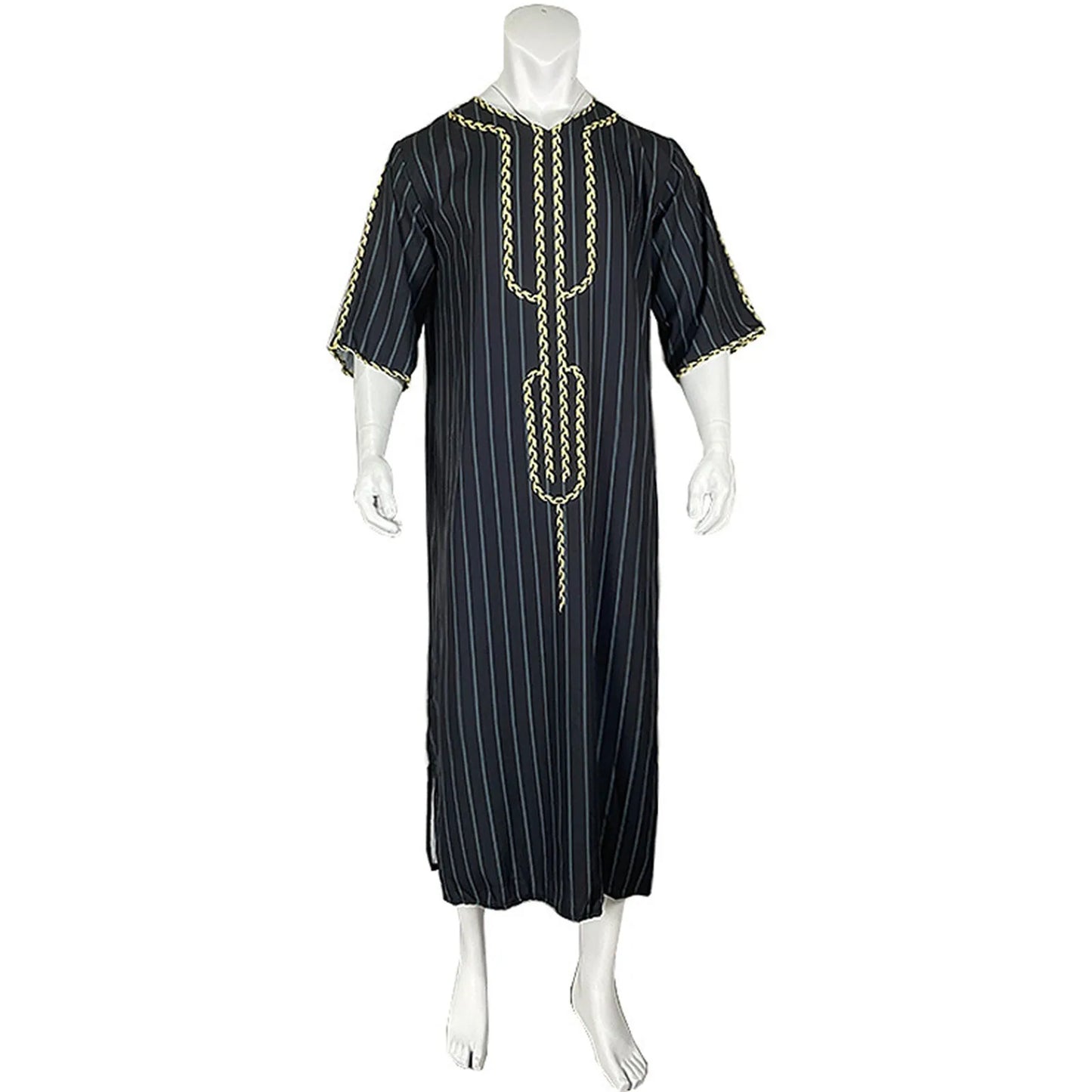 Islam Kaftan Muslim Men Clothing Moroccan Caftan Hand Embroidered Loose and Breathable Djellaba Abaya Thobe for Men Summer