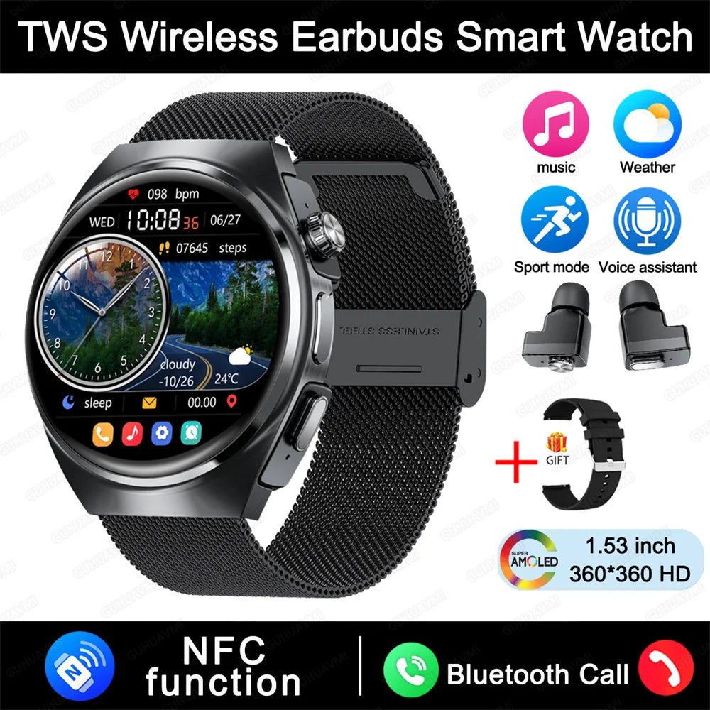 For Xiaomi New 2 in 1 Smart Watch With Earbuds Smartwatch TWS Bluetooth Earphone Heart Rate Blood Pressure Monitor Sports Watch