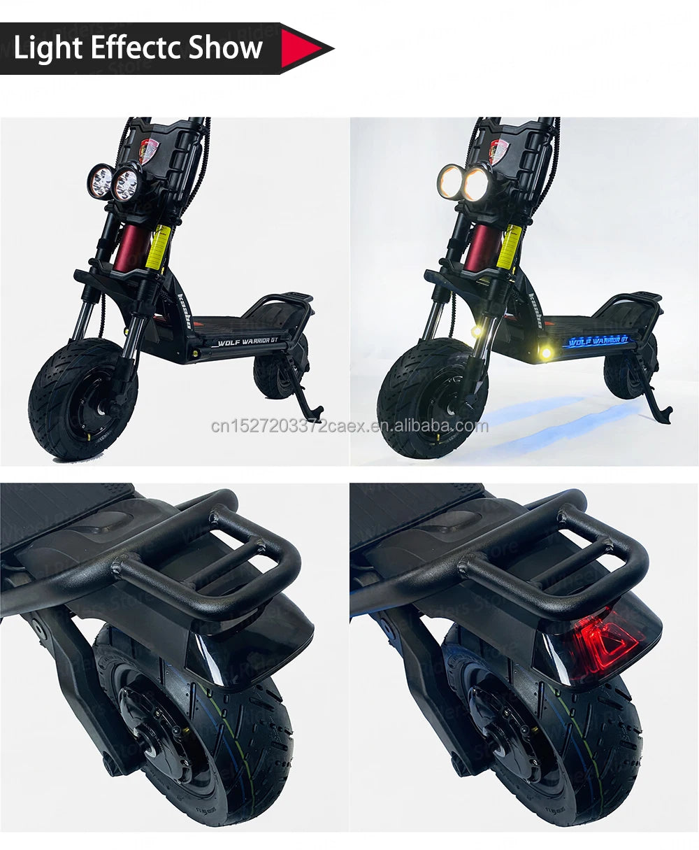 Electric Scooter Gold Color Sine Wave Display 72V 35Ah 2000Wx2 Skateboard Powerful Adult Foldable