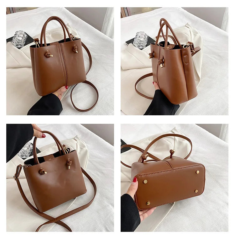 Designer Bag Knot Handle Bucket Bags for Women 2023 Brands Purses and Handbags Commute Black Shoulder Crossbody Bag Tote Clutch