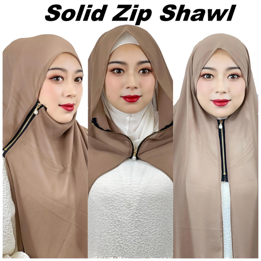 Muslim Zipper Headscarf Ladies 11 Color Shawl Chiffon Robe Dress Solid Color Beautiful Scarf Arab Islamic Clothing Hijab 71*180