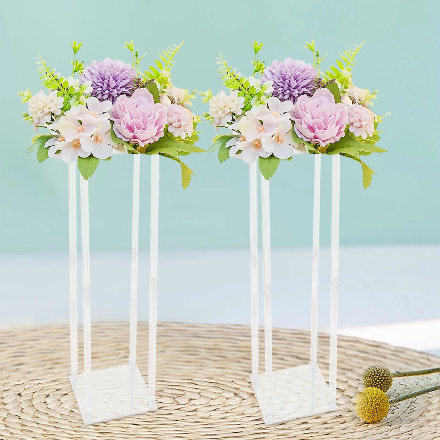 Clear Flower Stand Pack of 2 Wedding Decoration Table Centerpiece Clear Acrylic Floor Vase Decorative Column Stand for Party