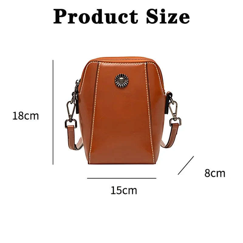 Single Shoulder Crossbody Bag Female Fashion Temperament Leather Women's Bag Vertical Mobile Phone Bag Crossbody Mini Small Bag