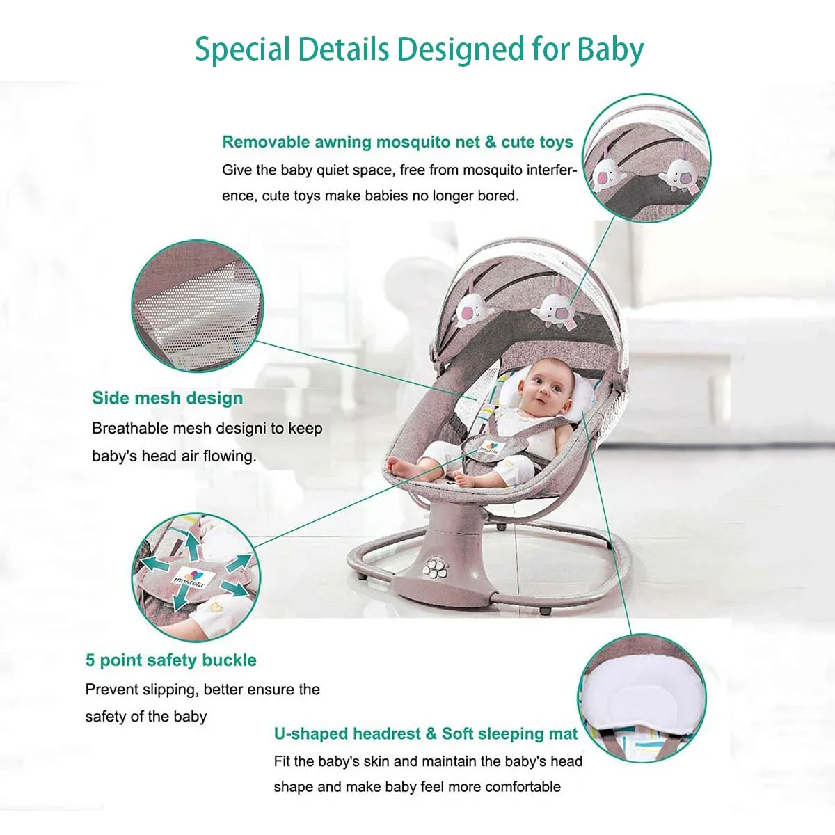 Electric Bluetooth Baby Cradle with Mosquito Net Bluetooth Music Baby Rocking Chair Multifunctional Baby Crib for Newborns 2024