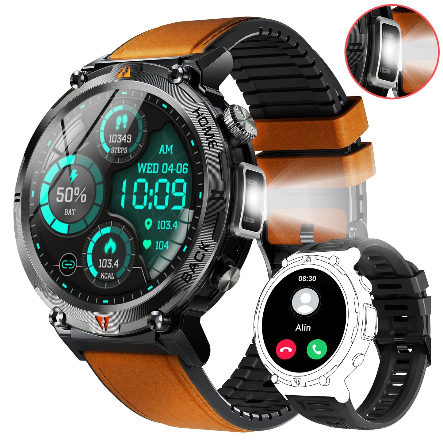 EIGIIS 2024 New Smart Watch KE3 3ATM Waterproof Sport Genuine Original Design Men Bluetooth Call Health Monitor With Flashlight