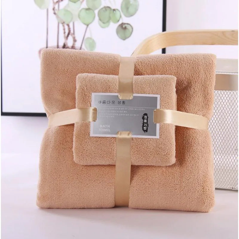 2-piece set of soft coral velvet bath towels, suitable for adult hotels and spas with towels and towels