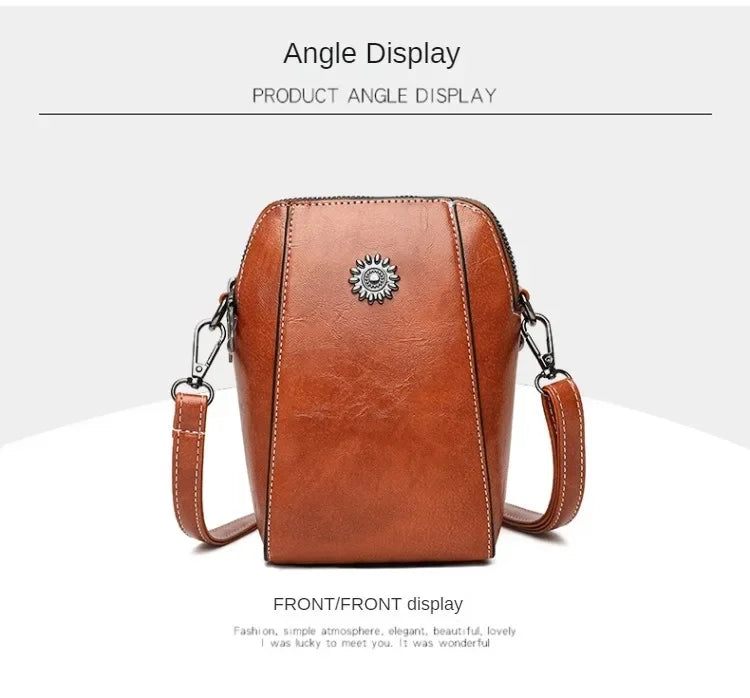 Single Shoulder Crossbody Bag Female Fashion Temperament Leather Women's Bag Vertical Mobile Phone Bag Crossbody Mini Small Bag