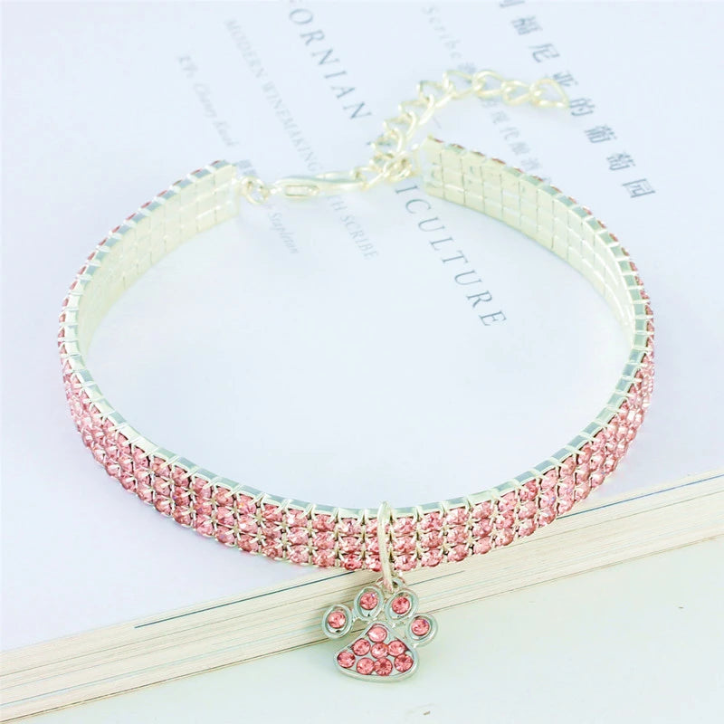 Shiny Zircon Pet Dog Neck Collars Durable Alloy Extended Chain Necklace for Small Medium Pets Pink Party Gifts Dogs Cat Necklace