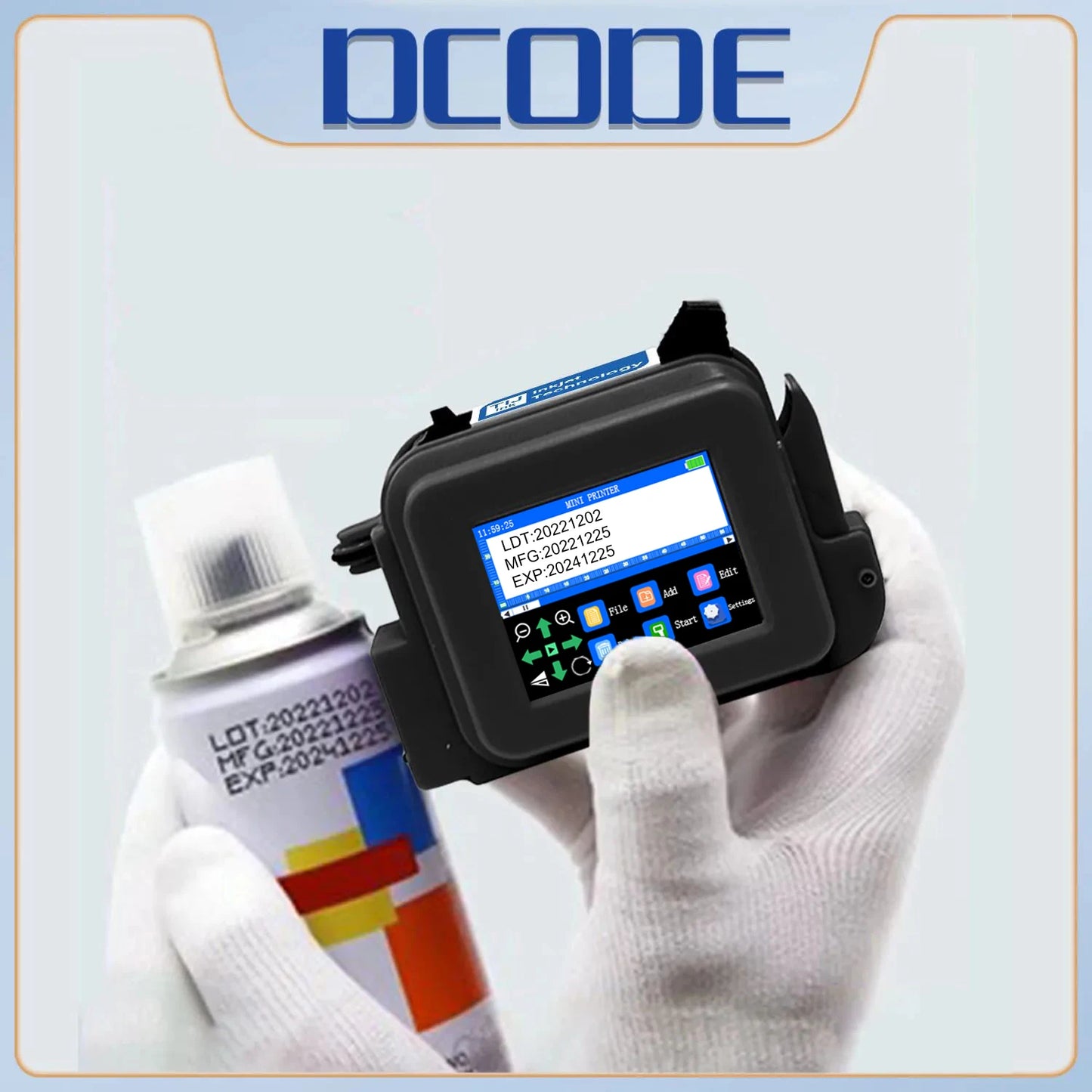 DCODE XMINI 12.7mm Portable Mini Printer Handheld Inkjet Printer Text QR Barcode Image Batch Number Logo Image Coding Machine