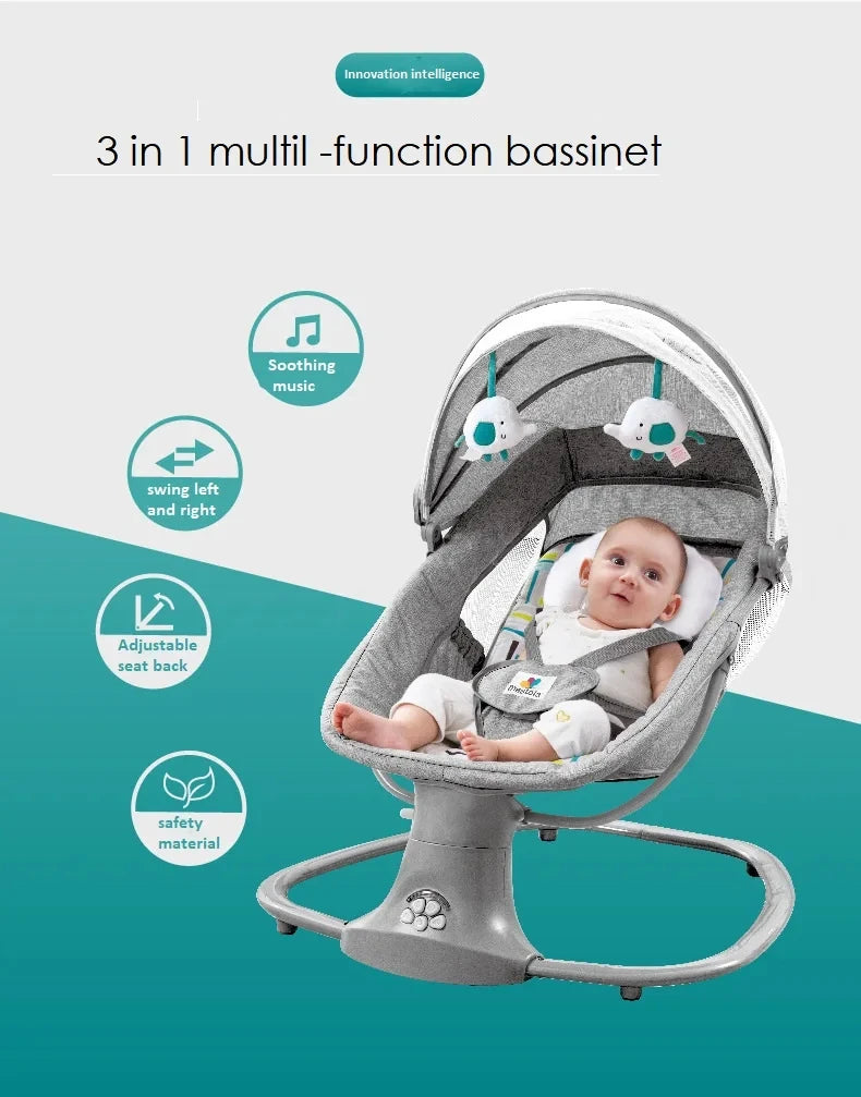 Electric Bluetooth Baby Cradle with Mosquito Net Bluetooth Music Baby Rocking Chair Multifunctional Baby Crib for Newborns 2024