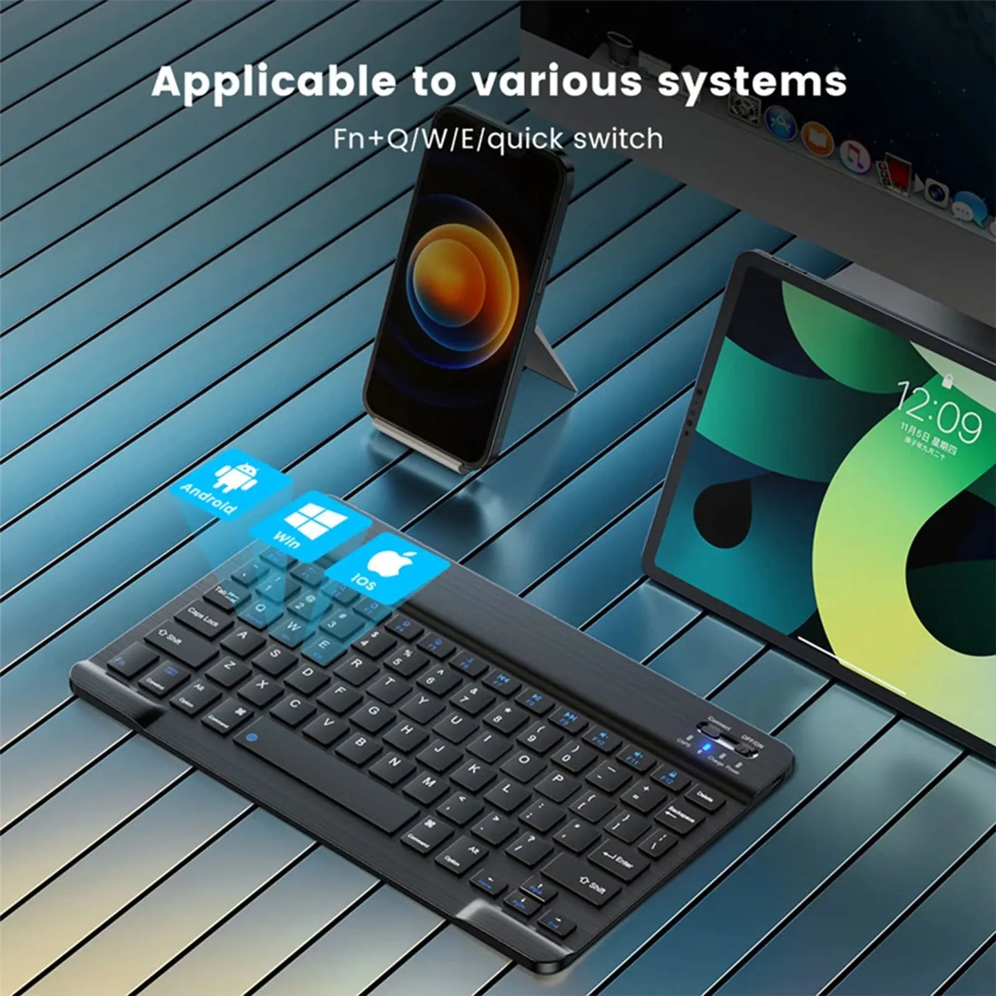 MicroData Bluetooth wireless keyboard for tablet, Mouse for IOS, Android, Windows, Mini Pro iPad Air,