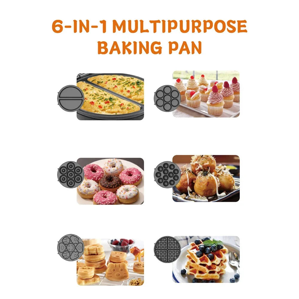 Multifunctional Breakfast Machine with Detachable Plate LED Light, Fast Heating, for Breakfast, Sandwiches, Doughnuts