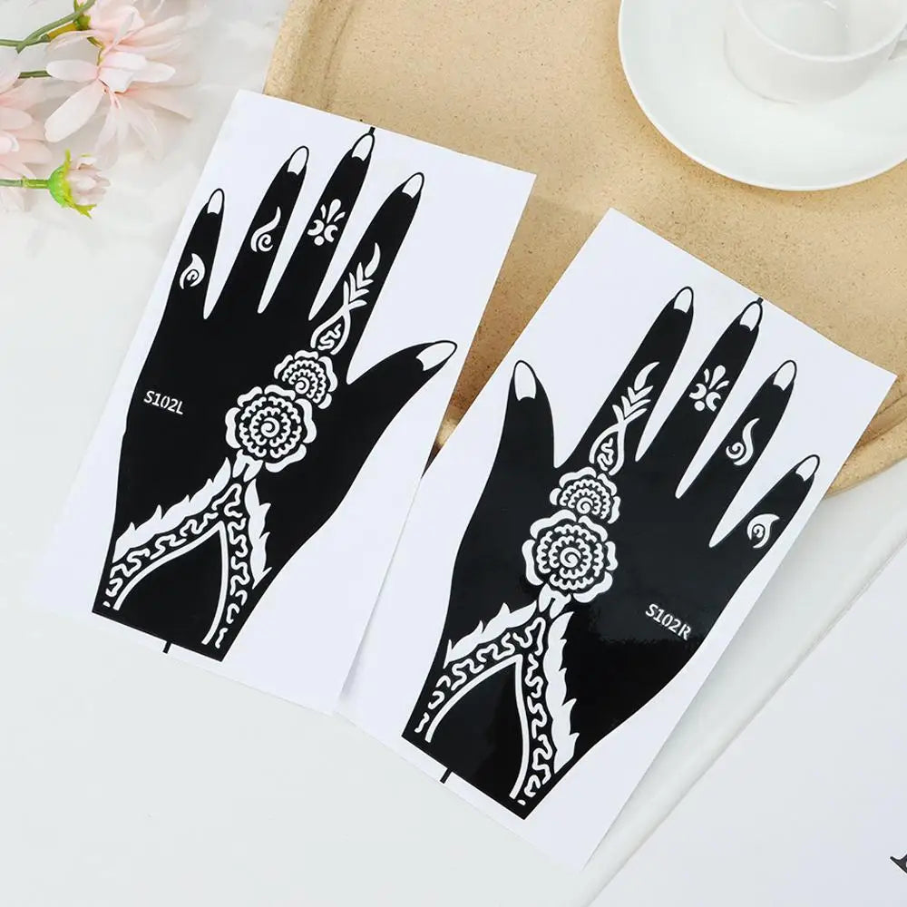 6 Types Fashion Beauty DIY India Henna Sticker Body Art Kit Tattoo Stencils Temporary Hand Decal