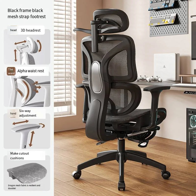 Christmas Office Ergonomic Chair Mesh Liftable E-sports Aluminium Foot Gaming 3D Lumbar Support Swivel Desk Adjustable Seat